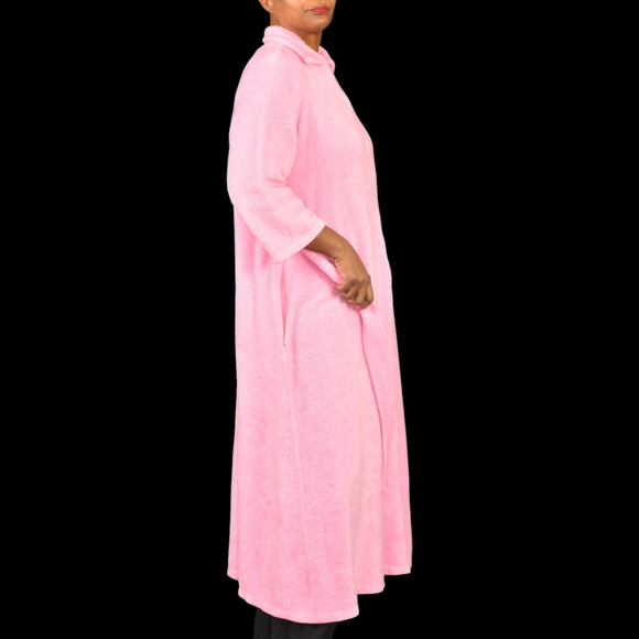 Vintage Sears Fleece Robe Pink Home Housecoat Pile Furry Long Loungewear Small - Picture 12 of 16